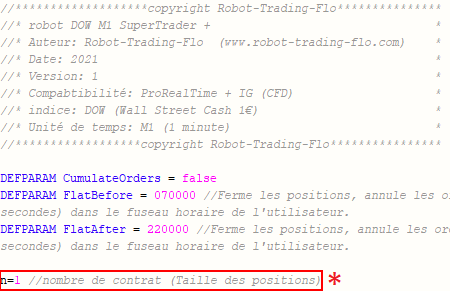 taille des positions dans le code du robot